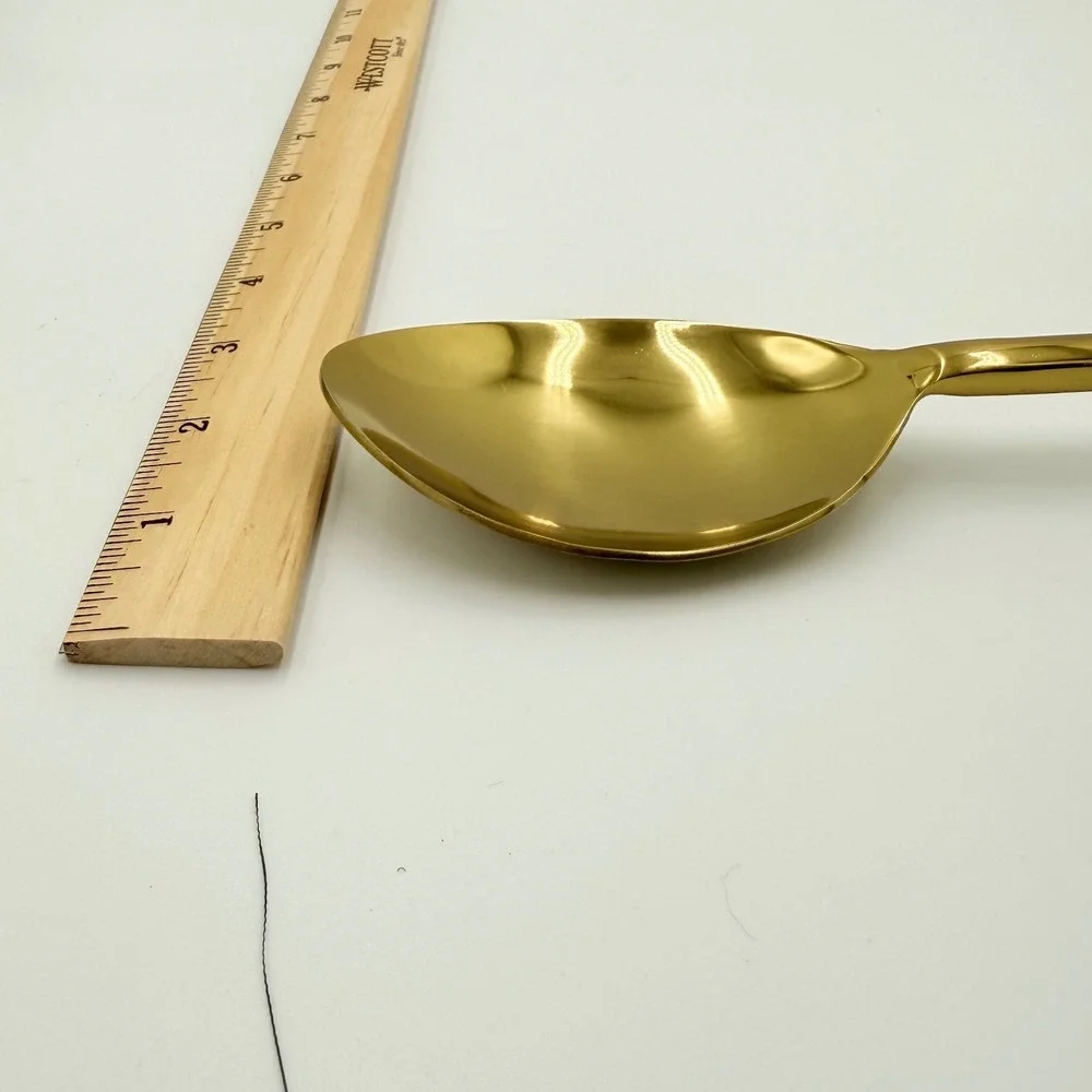 Gold Hammered Serving Spoon and Fork Set 13 Inch Large Polished Flatware‎ 2pc